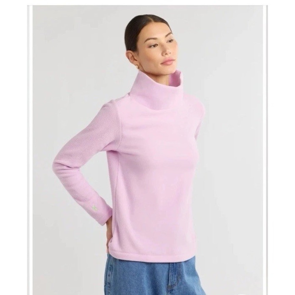 Dudley Stephens Women's Terry Fleece Turtleneck Sweater Size XL Lilac